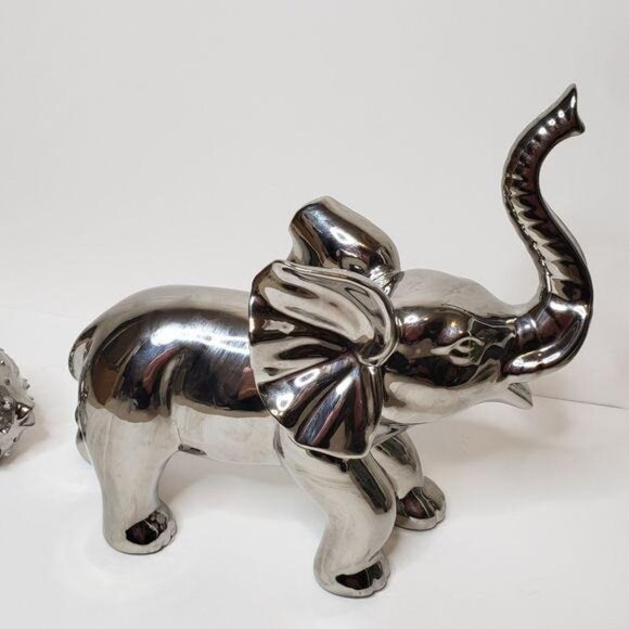 Silver Elephant & Puffer Fish Figurines Decorative Set - Picture 12 of 12